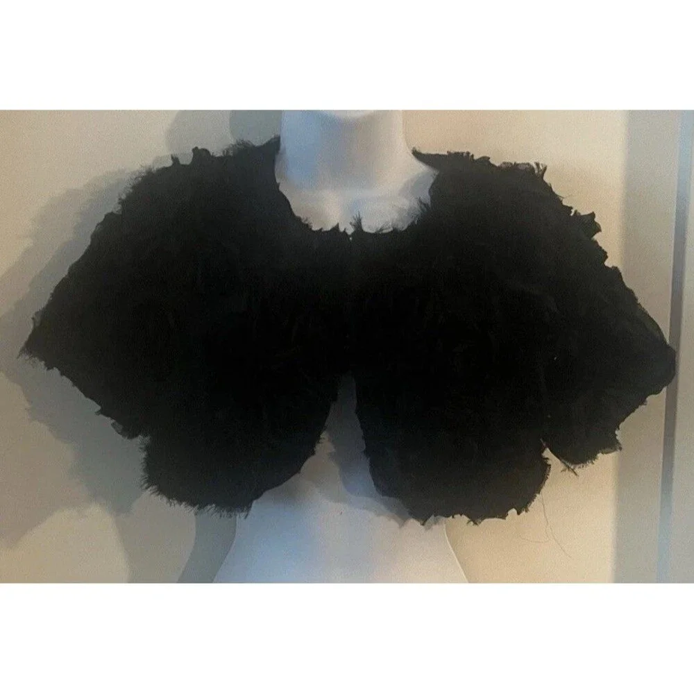 Zarina’s Fashion Atelier Women’s Black 3D Rosette Bolero Caplet Women size L